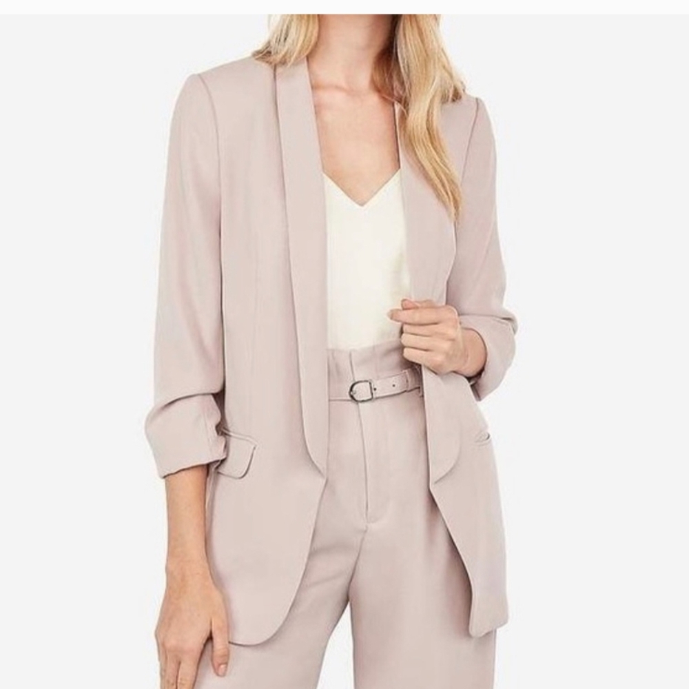 Express Pink Blazer with Relaxed Fit and 3/4 Sleeves